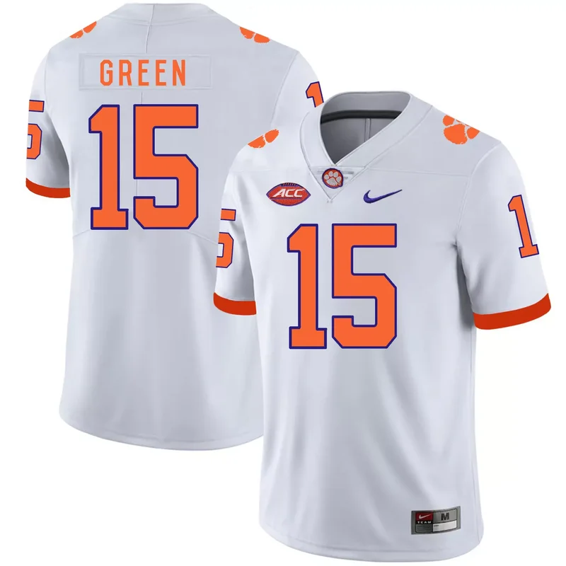 Clemson Tigers 15 T.J. Green White College Jersey