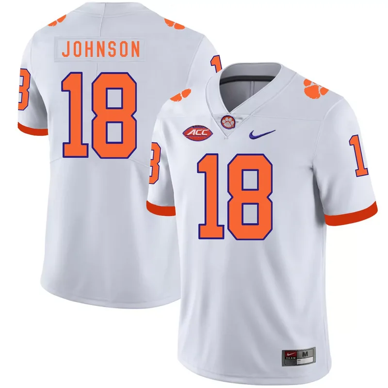 Clemson Tigers 18 Jadar Johnson Orange With Diamond Logo College Jersey - Image 3