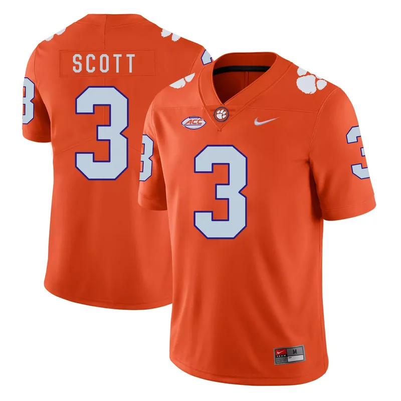 Clemson Tigers 3 Artavis Scott Orange College Jersey