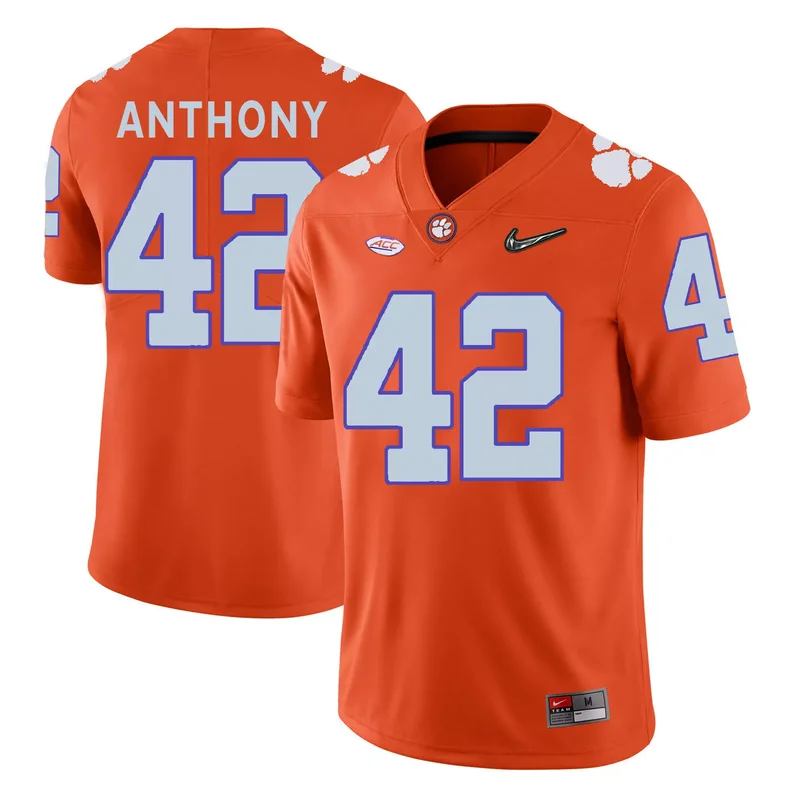 Clemson Tigers 42 Stephone Anthony Orange With Diamond Logo College Jersey