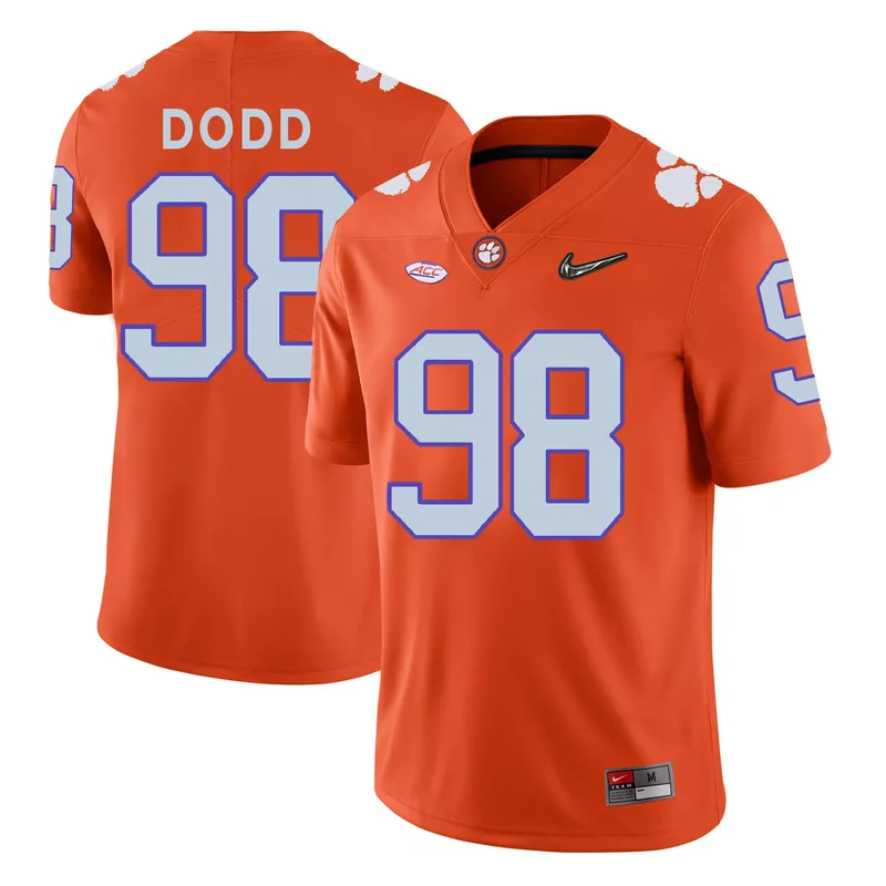 Clemson Tigers 98 Kevin Dodd Orange With Diamond Logo College Jersey