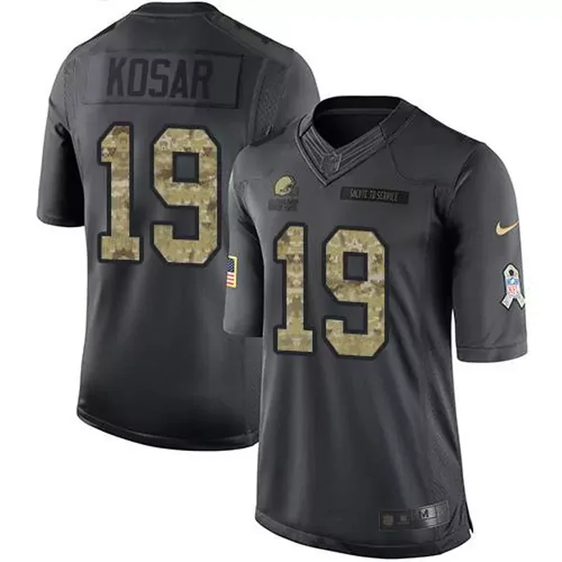 Cleveland Browns #19 Bernie Kosar Black Men's Stitched 2016 Salute to Service Jersey
