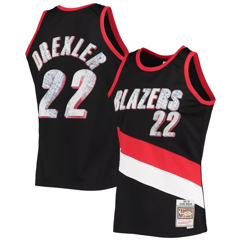 Clyde Drexler Portland Trail Blazers 1996-97 Hardwood Classics NBA 75th Anniversary Diamond Jersey - Black