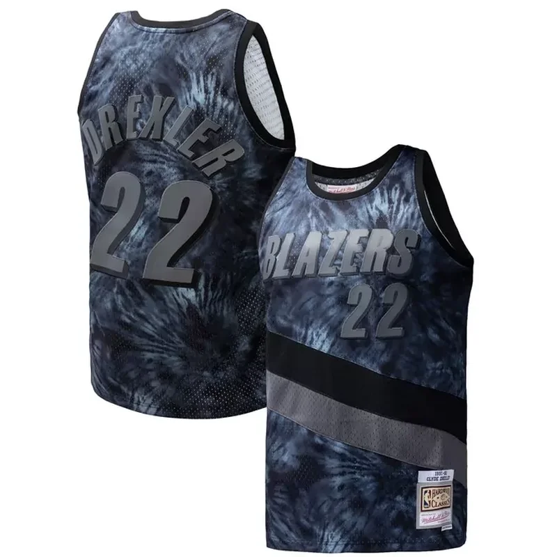 Clyde Drexler Portland Trail Blazers Classics 1991/92 Tie-Dye Jersey Black