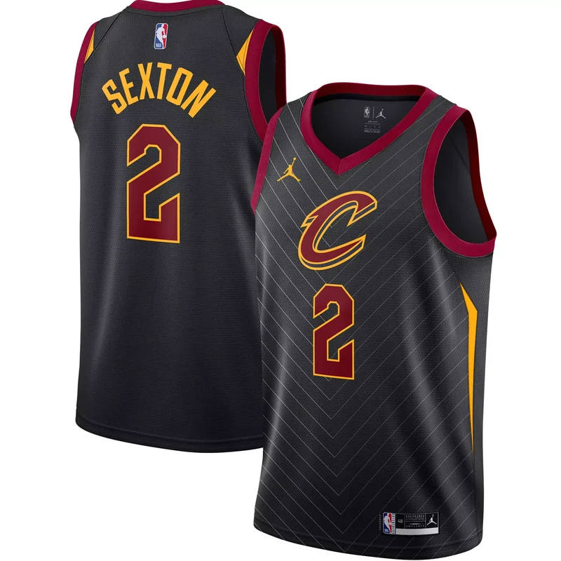 Collin Sexton Cleveland Cavaliers Fast Break Player Jersey - Black - Statement Edition NBA - Image 3