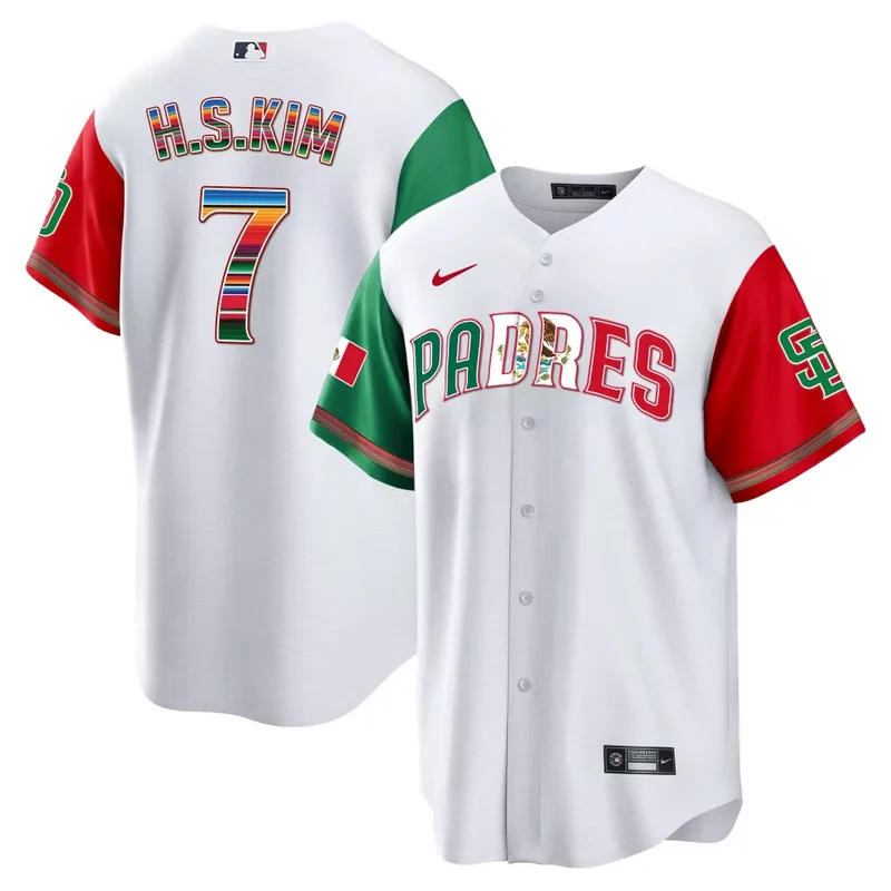 Color Sleeves Manny Machado San Diego Padres Mexico Cool Base Limited Jersey V2 All Stitched - Image 3