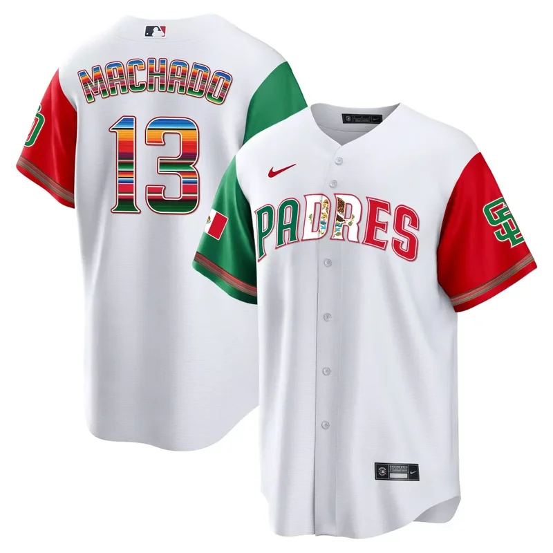 Color Sleeves Manny Machado San Diego Padres Mexico Cool Base Limited Jersey V2 All Stitched