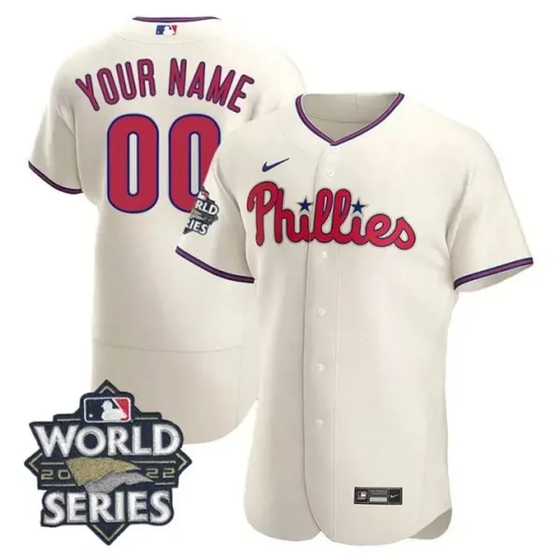 Cool Base Cream Philadelphia Phillies 2022 World Series Custom Jersey All Stitched - Image 5