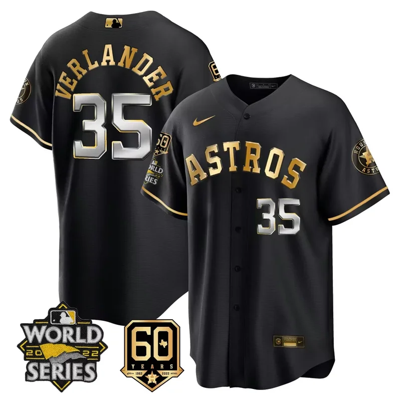 Cool Black Alex Bregman Astros 2022 World Series 60th Patch Jersey All Stitched - Image 4