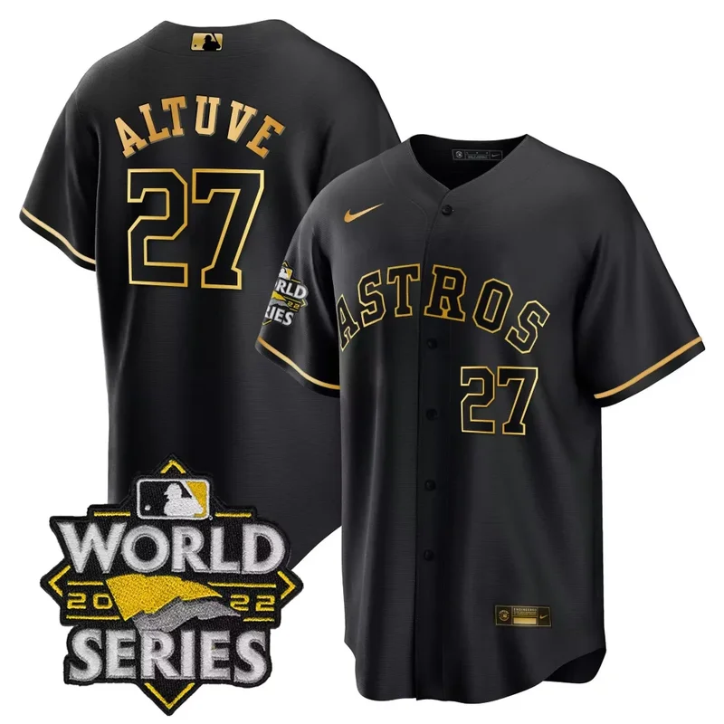Cool Black Alex Bregman Astros 2022 World Series Gold Limited Jersey All Stitched - Image 2
