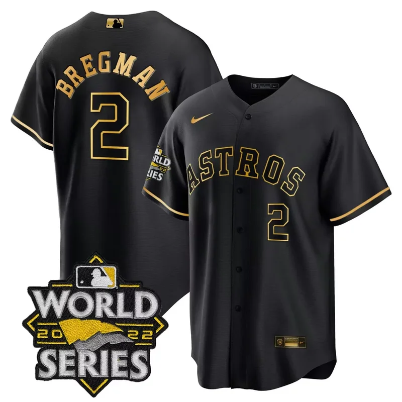 Cool Black Alex Bregman Astros 2022 World Series Gold Limited Jersey All Stitched