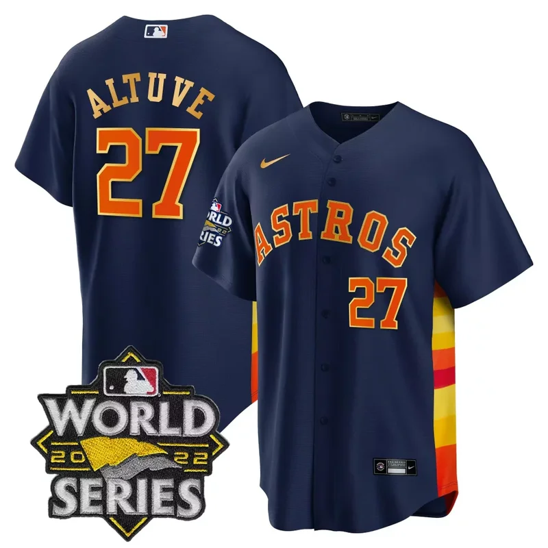 Cool Black Limited Justin Verlander Astros 2022 World Series Gold Trim Jersey All Stitched - Image 5