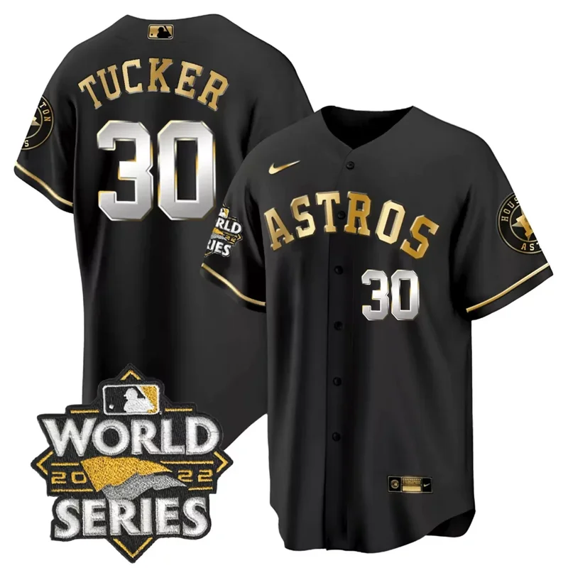 Cool Black Limited Justin Verlander Astros 2022 World Series Gold Trim Jersey All Stitched - Image 2