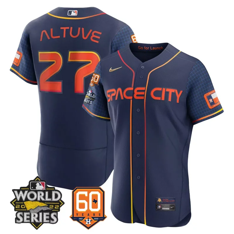 Cool Black Space Justin Verlander Astros 2022 World Series 60th Patch Jersey All Stitched - Image 5