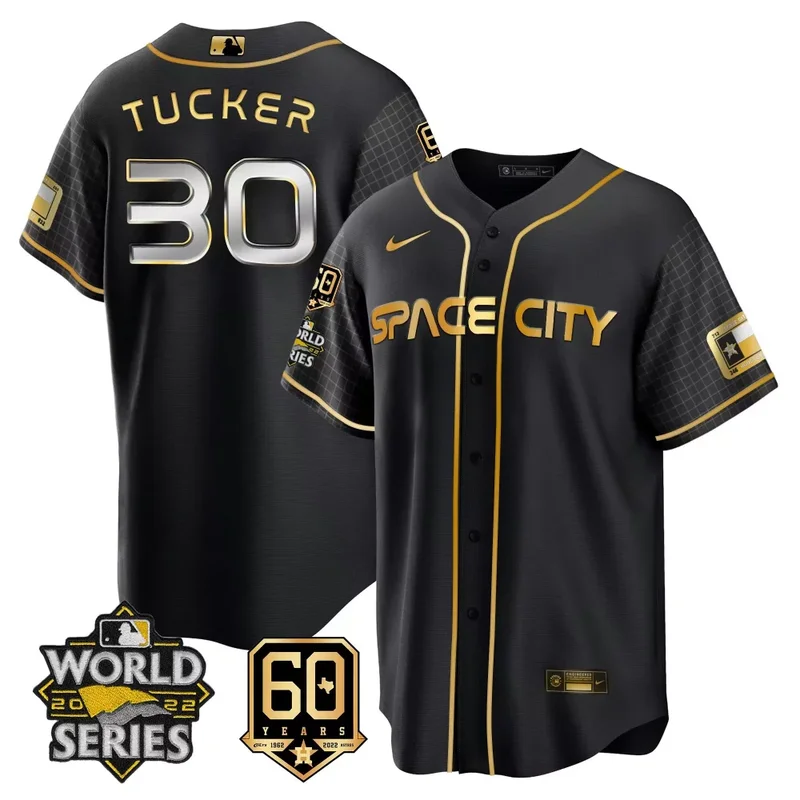 Cool Black Space Justin Verlander Astros 2022 World Series 60th Patch Jersey All Stitched - Image 2