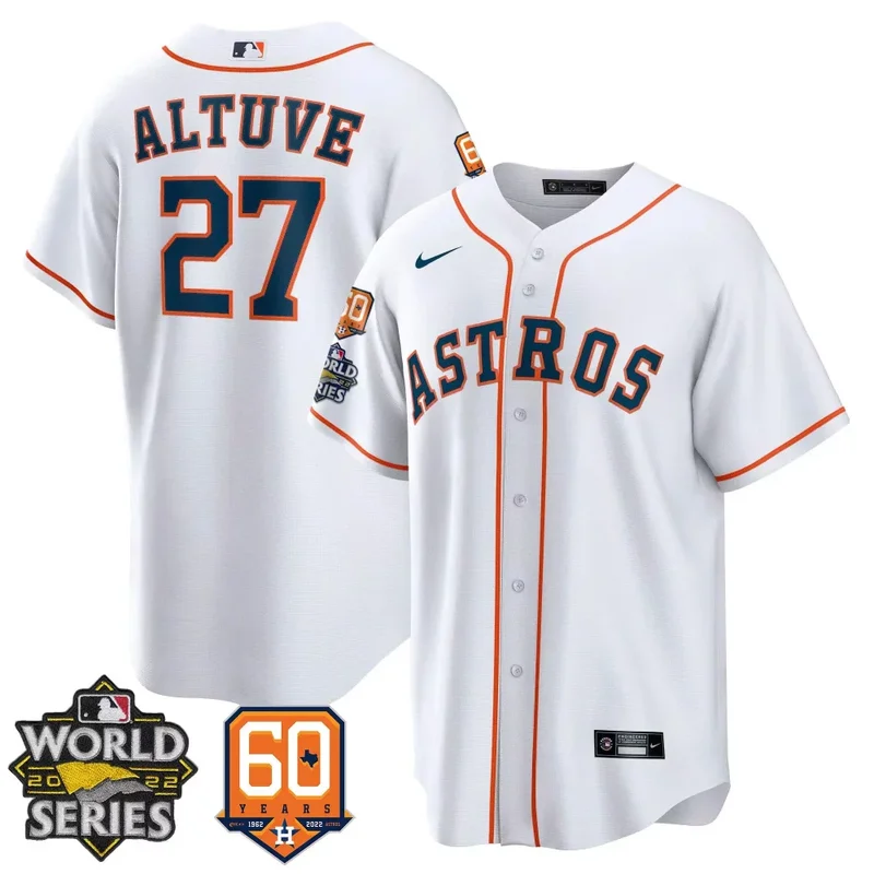 Cool Home Jeremy Pena Astros 2022 World Series 60th Patch Jersey All Stitched - Image 3
