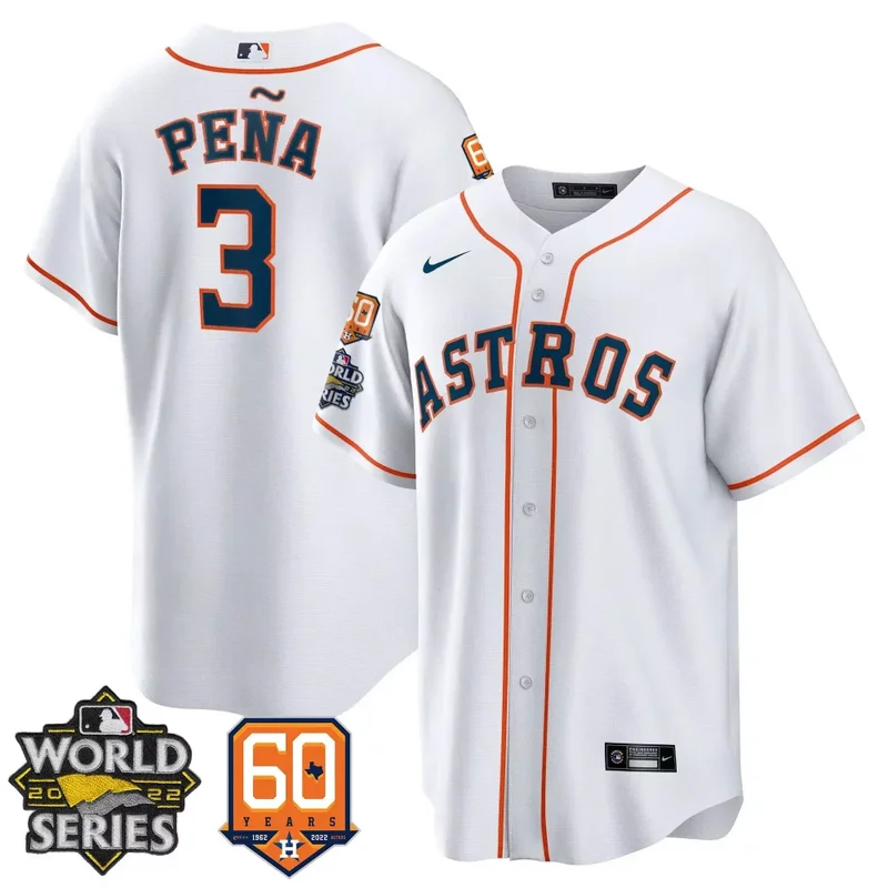 Cool Home Jeremy Pena Astros 2022 World Series 60th Patch Jersey All Stitched