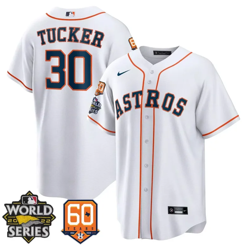 Cool Home Kyle Tucker Astros 2022 World Series 60th Patch Jersey All Stitched