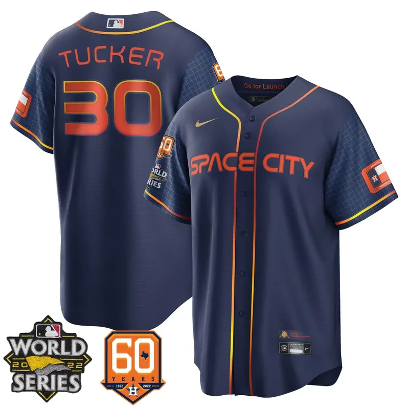 Cool Space City Jos Altuve Astros 2022 World Series 60th Patch Jersey All Stitched - Image 4