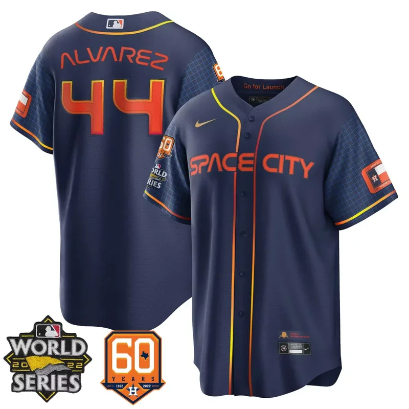 Cool Space City Jos Altuve Astros 2022 World Series 60th Patch Jersey All Stitched - Image 2