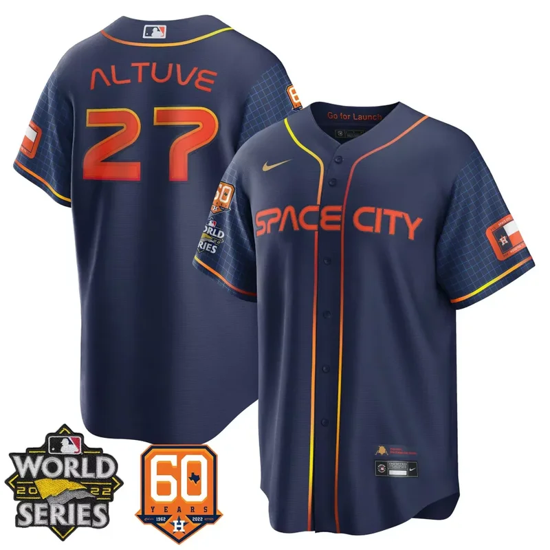 Cool Space City Jos Altuve Astros 2022 World Series 60th Patch Jersey All Stitched