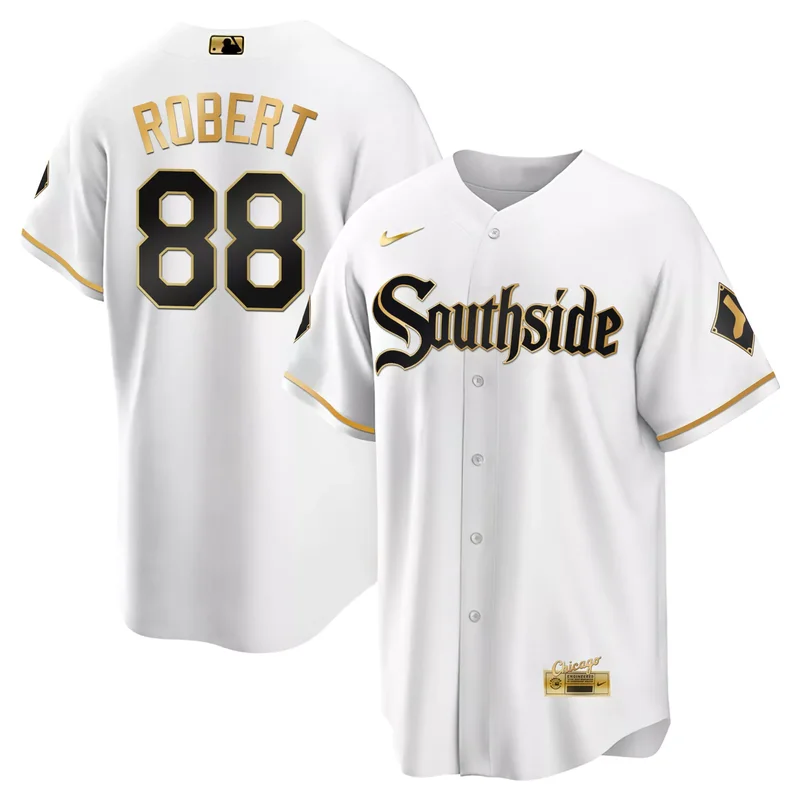 Flex White Gold Luis Robert chicago White sox Black Gold jersey all stitched - Image 2