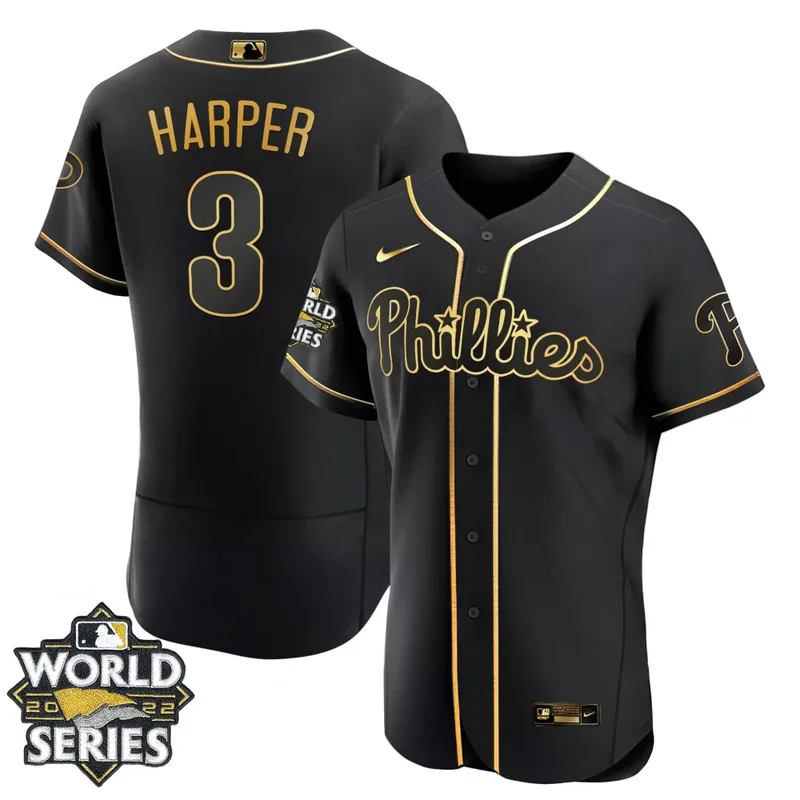 Cool White Kyle Schwarber Philadelphia Phillies Gold 2022 World Series Jersey All Stitched - Image 5