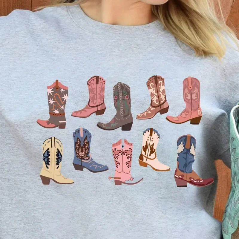 Cowgirl Boots Country Concert Western Graphic T-Shirt Hoodie Sweater for Women Cute Shirts