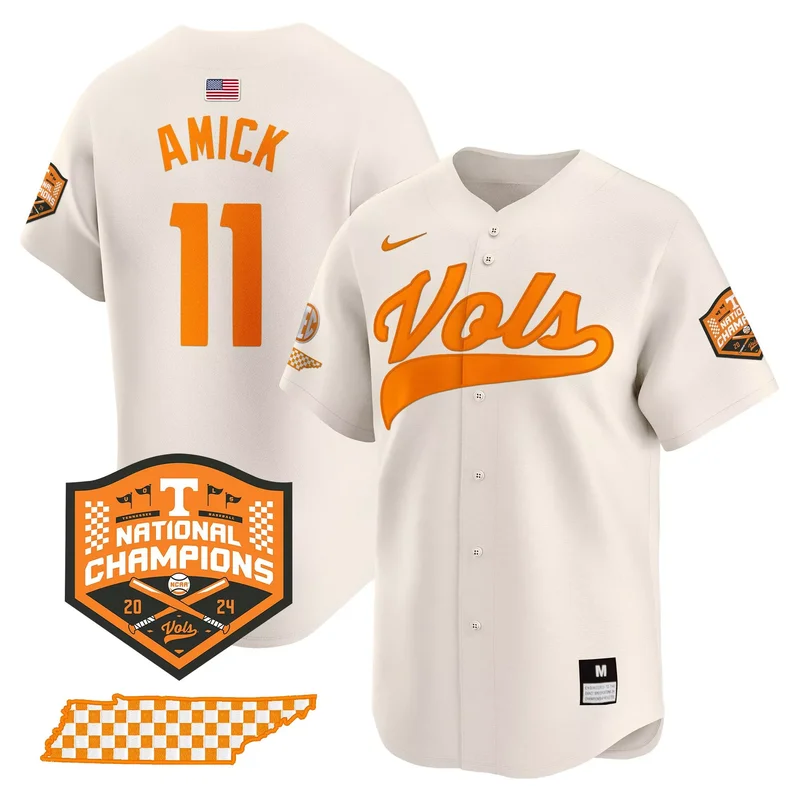 Cream Blake Burke tennessee volunteers 2024 champions jersey all stitched - Image 2