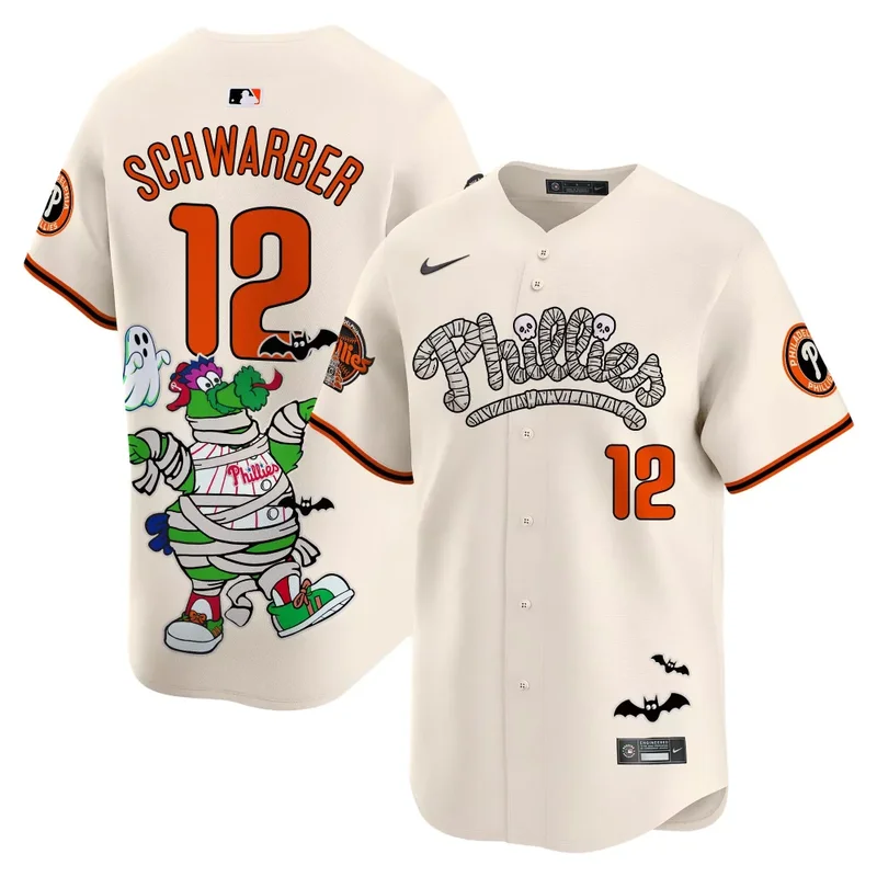 Cream Bryson Stott Unisex Phillies Phanatic Halloween Vapor Jersey Printed - Image 4