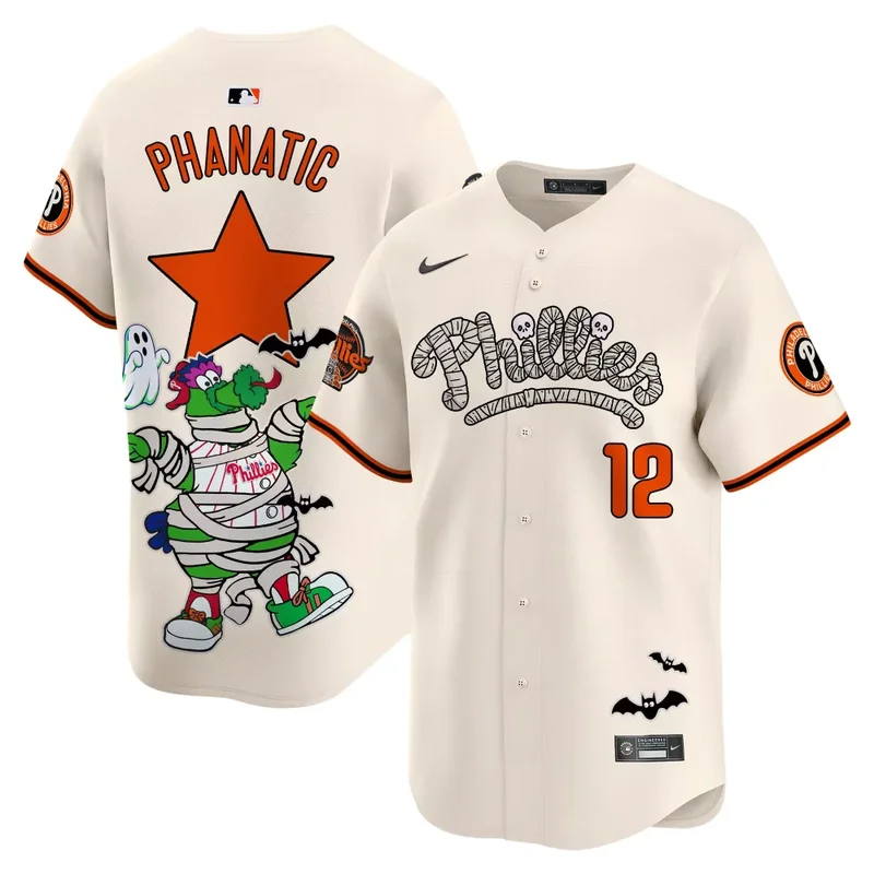 Cream Bryson Stott Unisex Phillies Phanatic Halloween Vapor Jersey Printed - Image 5