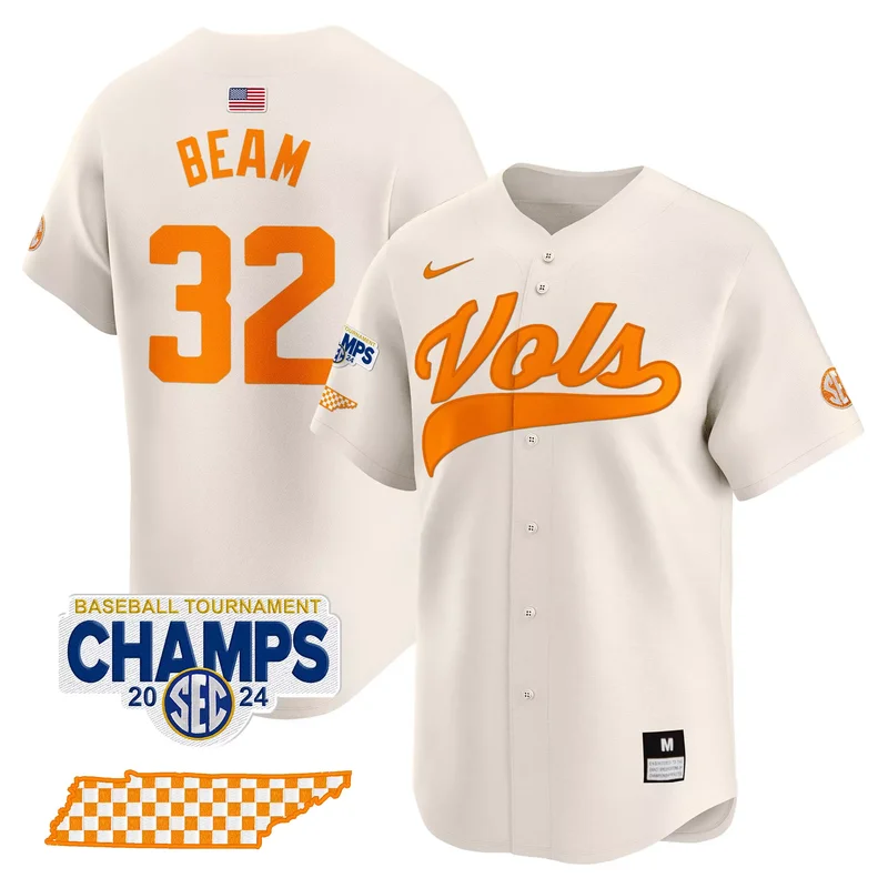 Black Drew Beam tennessee volunteers 2024 tournament champions jersey all stitched - Image 2