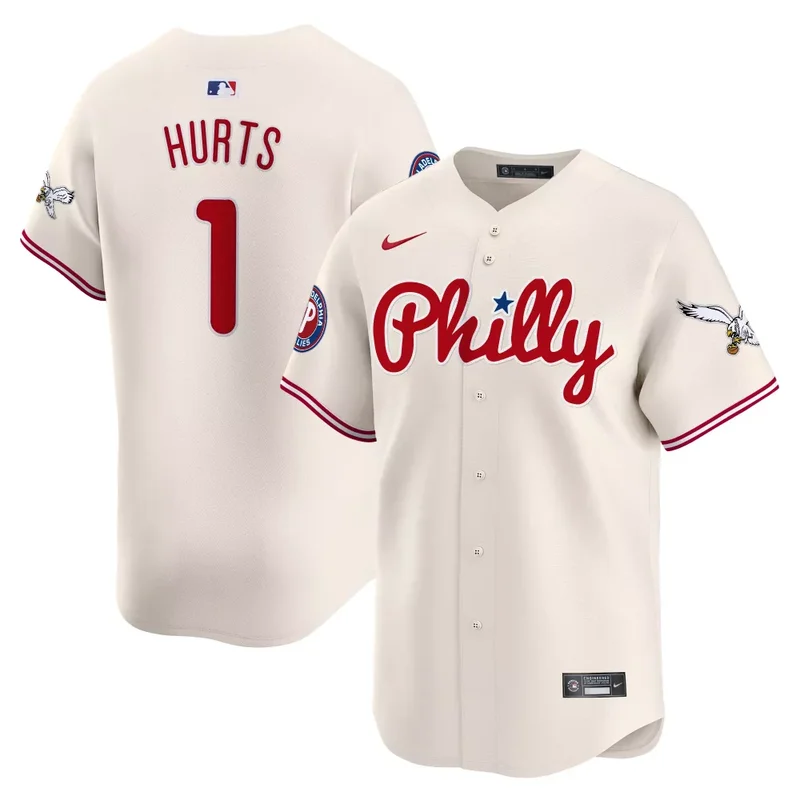 Cream Jalen Hurts Phillies Eagles Vapor Premier Limited Jersey All Stitched