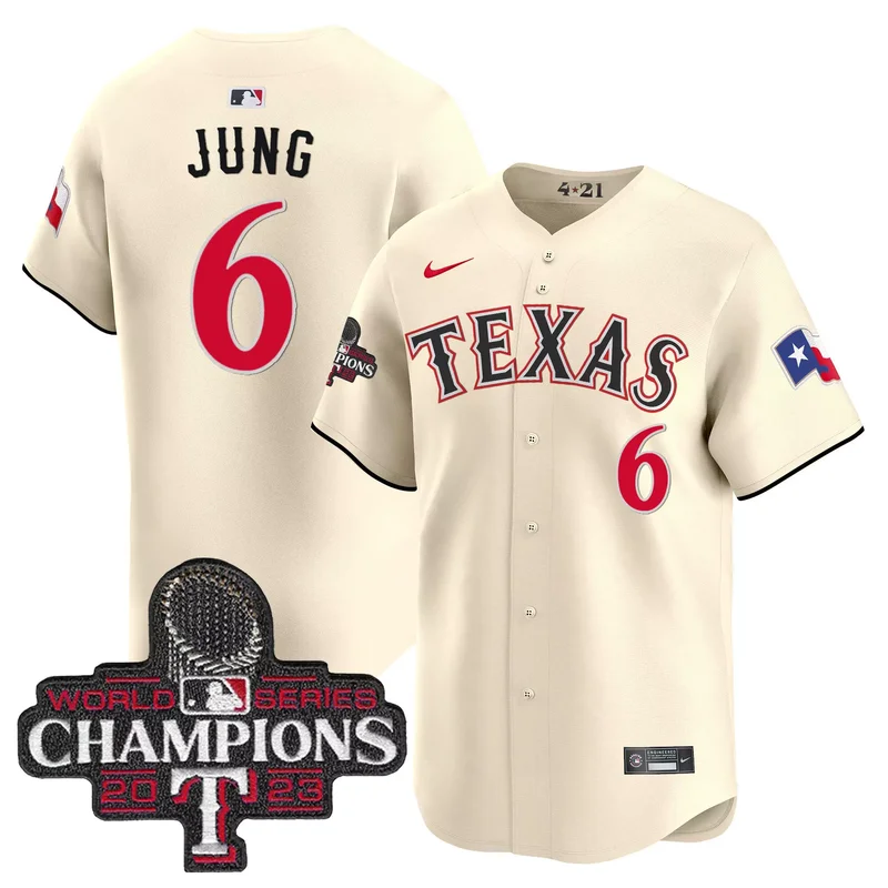 Cream Josh Jung texas rangers 2023 world series champions City connect jersey all stitched