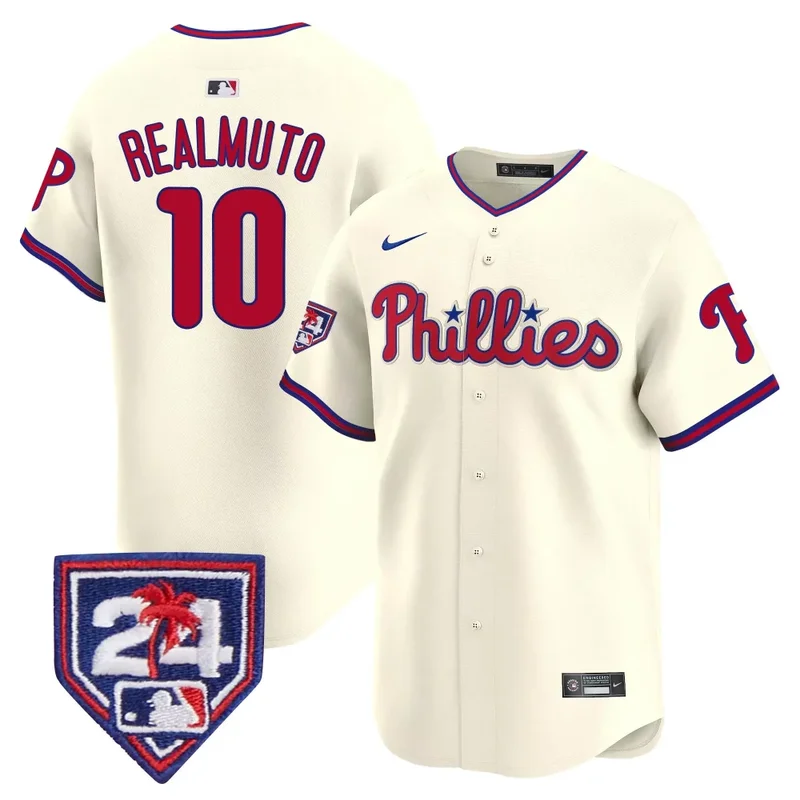 Cream Nick Castellanos Phillies 2024 Spring Training Patch Vapor Premier Limited Jersey All Stitched - Image 3