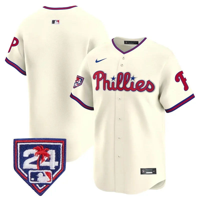 Cream Nick Castellanos Phillies 2024 Spring Training Patch Vapor Premier Limited Jersey All Stitched - Image 5