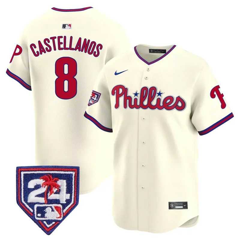 Cream Nick Castellanos Phillies 2024 Spring Training Patch Vapor Premier Limited Jersey All Stitched