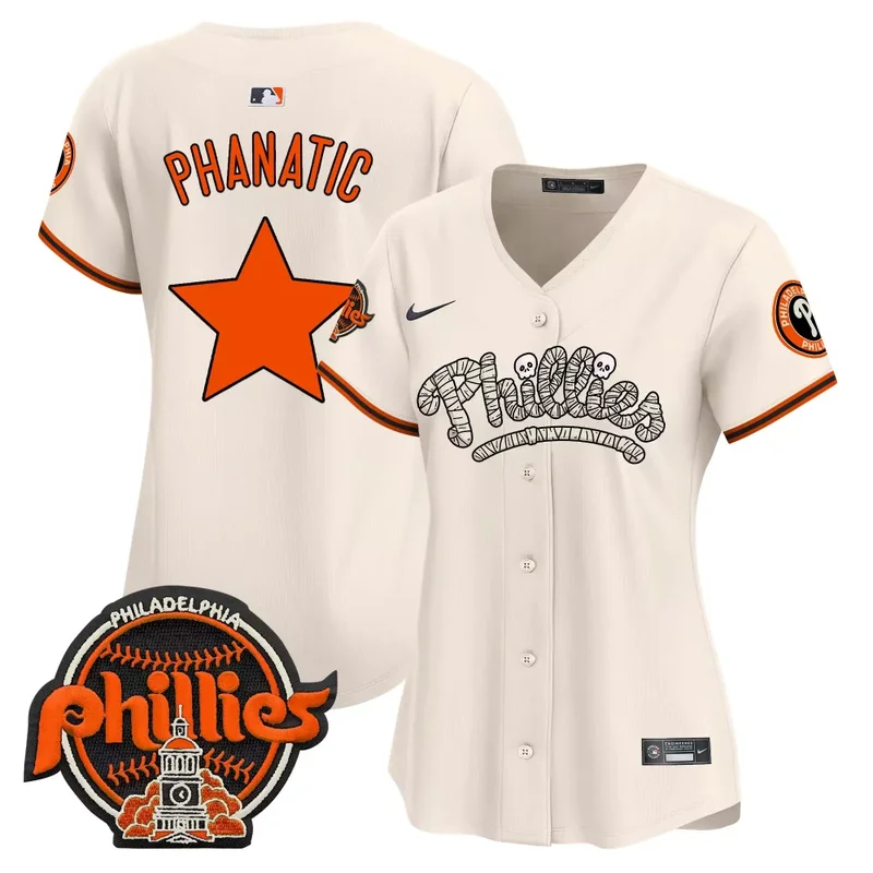 Cream Phanatic Phillies Halloween Vapor Premier Limited Jersey All Stitched