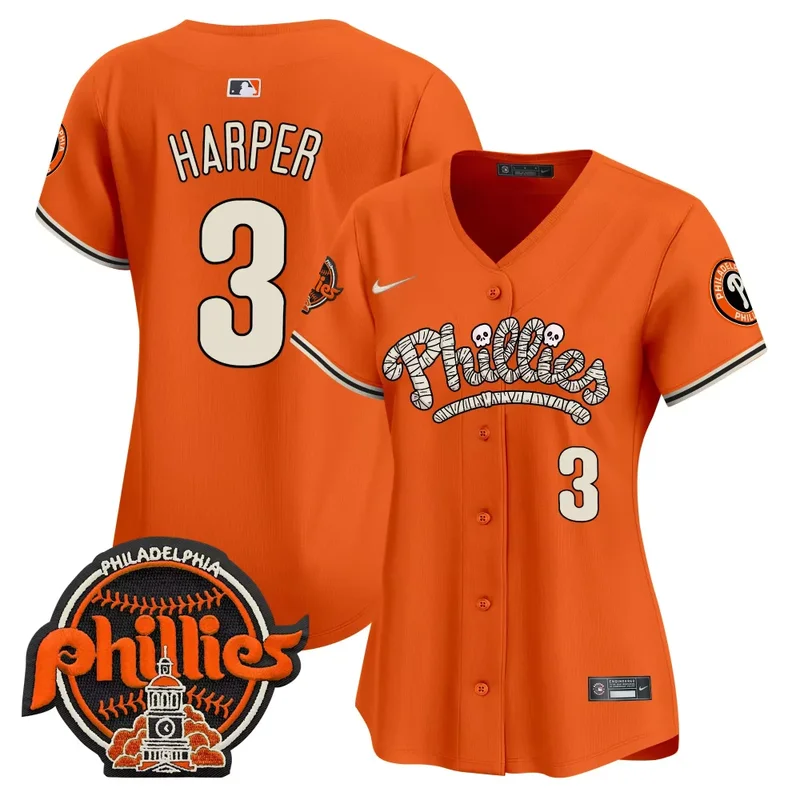 Cream Phanatic Phillies Halloween Vapor Premier Limited Jersey All Stitched - Image 3