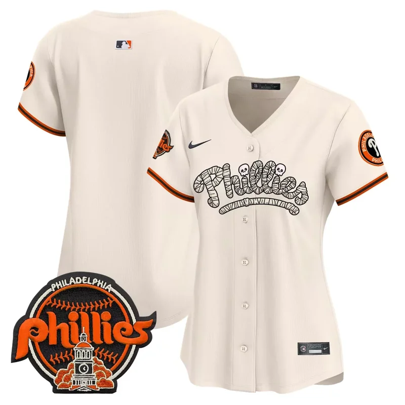 Cream Phanatic Phillies Halloween Vapor Premier Limited Jersey All Stitched - Image 2
