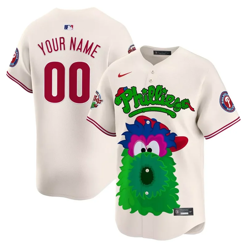 Cream Phillies Phanatic Vapor Premier Custom Jersey V2 Printed