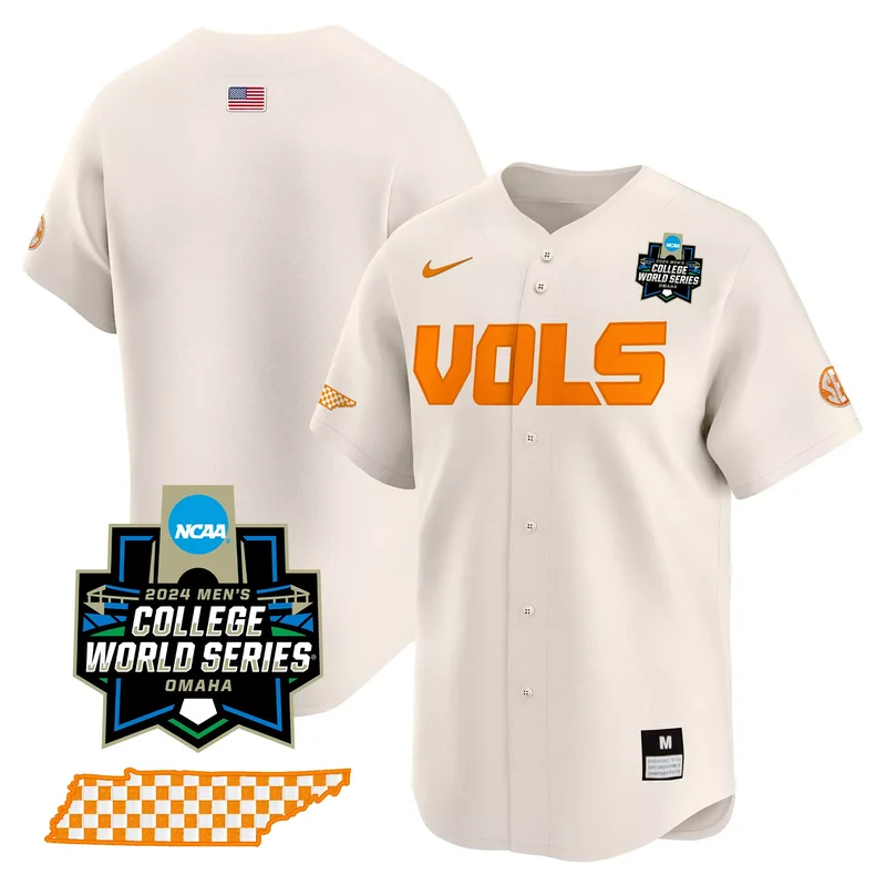 Cream Team tennessee volunteers 2024 college world series jersey all stitched