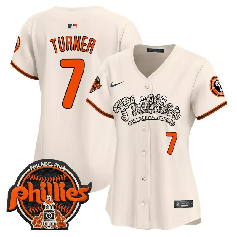 Cream Trea Turner Phillies Halloween Vapor Premier Limited Jersey All Stitched