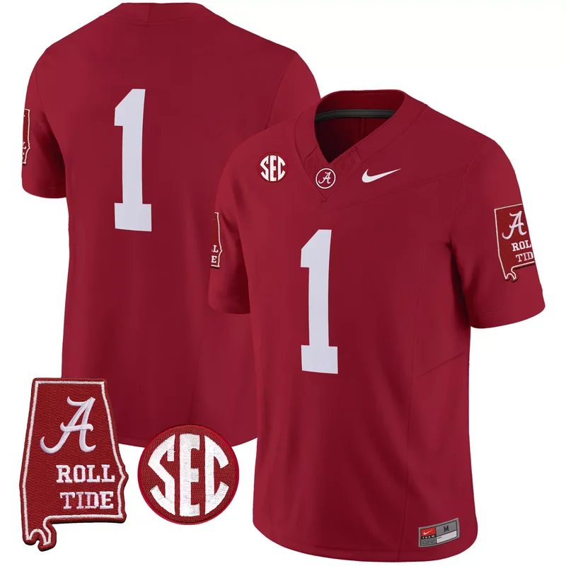 Black nick saban alabama crimson tide #7 champions jersey all stitched - Image 3
