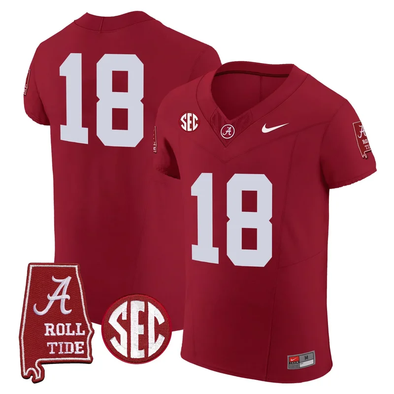 Crimson #18 Team alabama crimson tide jersey all stitched - Image 5
