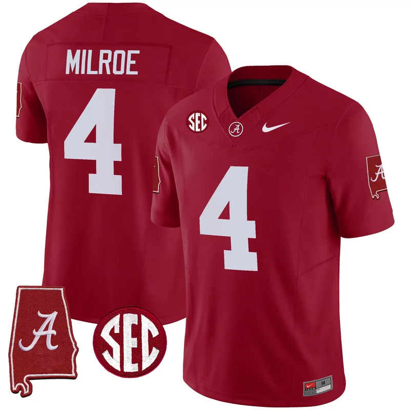 Crimson Jalen Milroe alabama crimson tide jersey alabama map all stitched