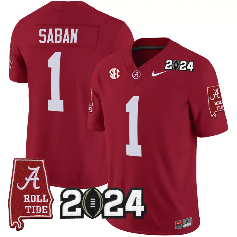 Crimson Nick Saban alabama crimson tide 2024 jersey all stitched