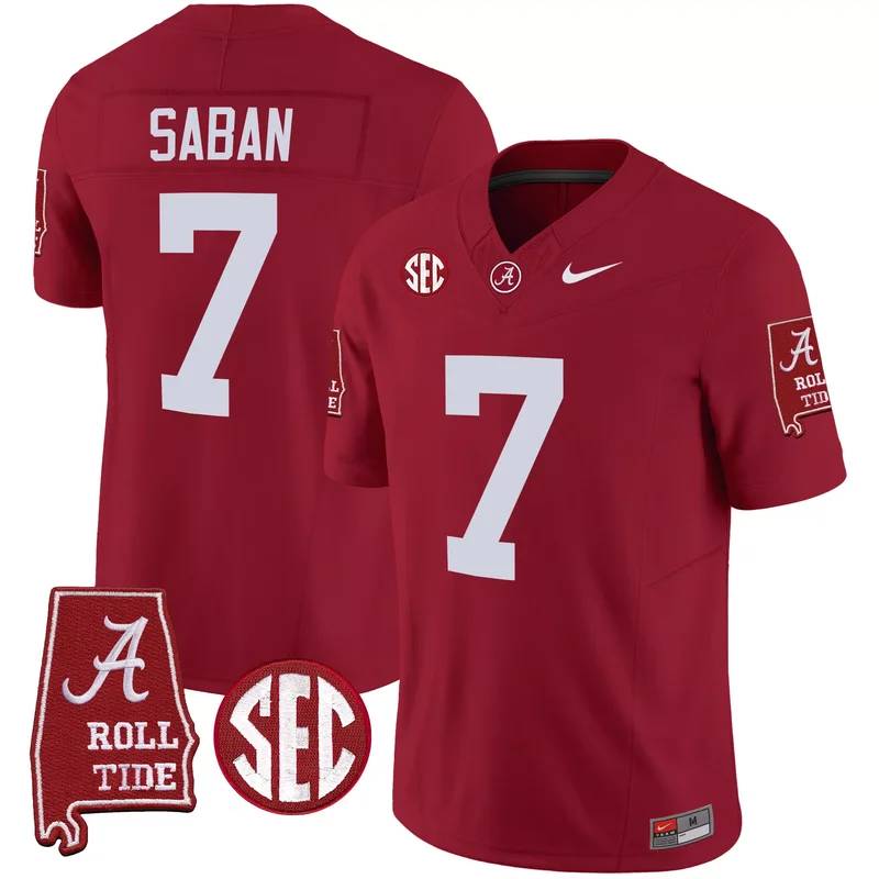 Inverted nick saban alabama crimson tide jersey alabama map all stitched - Image 2