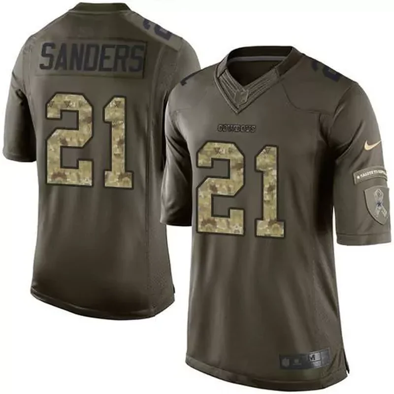Dallas Cowboys #21 Deion Sanders Green Men's Stitched Salute To Service Jersey