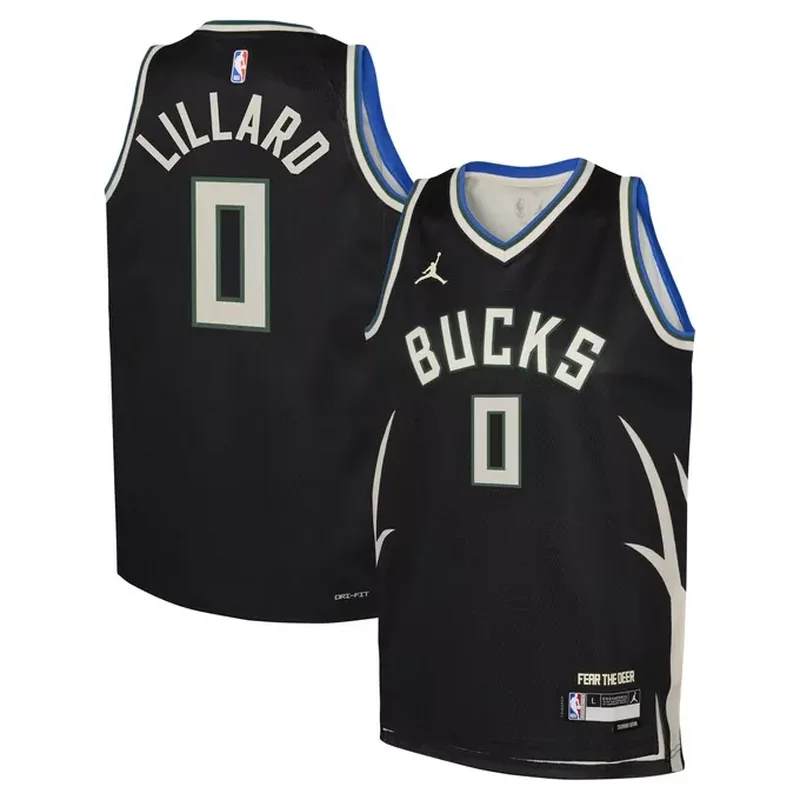 Milwaukee Bucks Custom Fast Break Jersey Statement Edition Black - Image 4